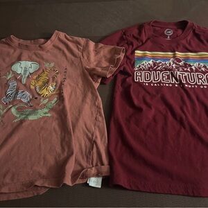 Kids Animal and Adventure Tees bundle - Rust and Maroon size 8
